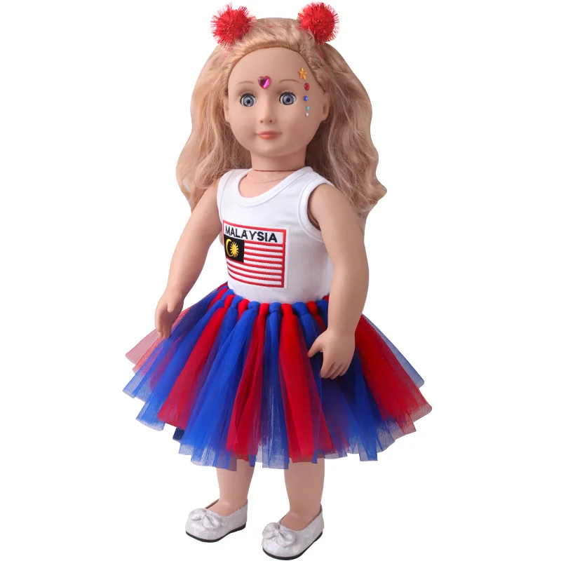 

2020 Hot Slae Born New Baby Fit 17 inch 43cm Doll Clothes Doll Colorful hairband Gauze Dress Accessories For Baby Birthday Gift