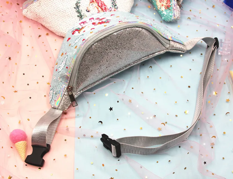 Водонепроницаемый поясной кошелек из ПВХ с блестками для девочек забавные