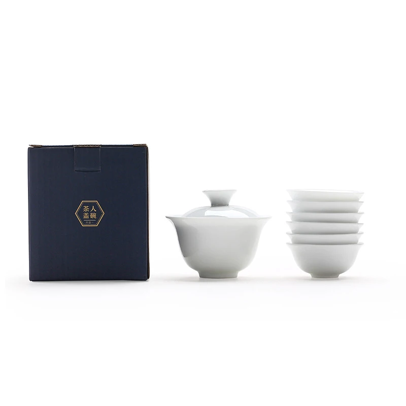 Gaiwan чайный сервиз высокого качества, 1 шт., gaiwan, 6 шт., чайный сервиз из белой кости