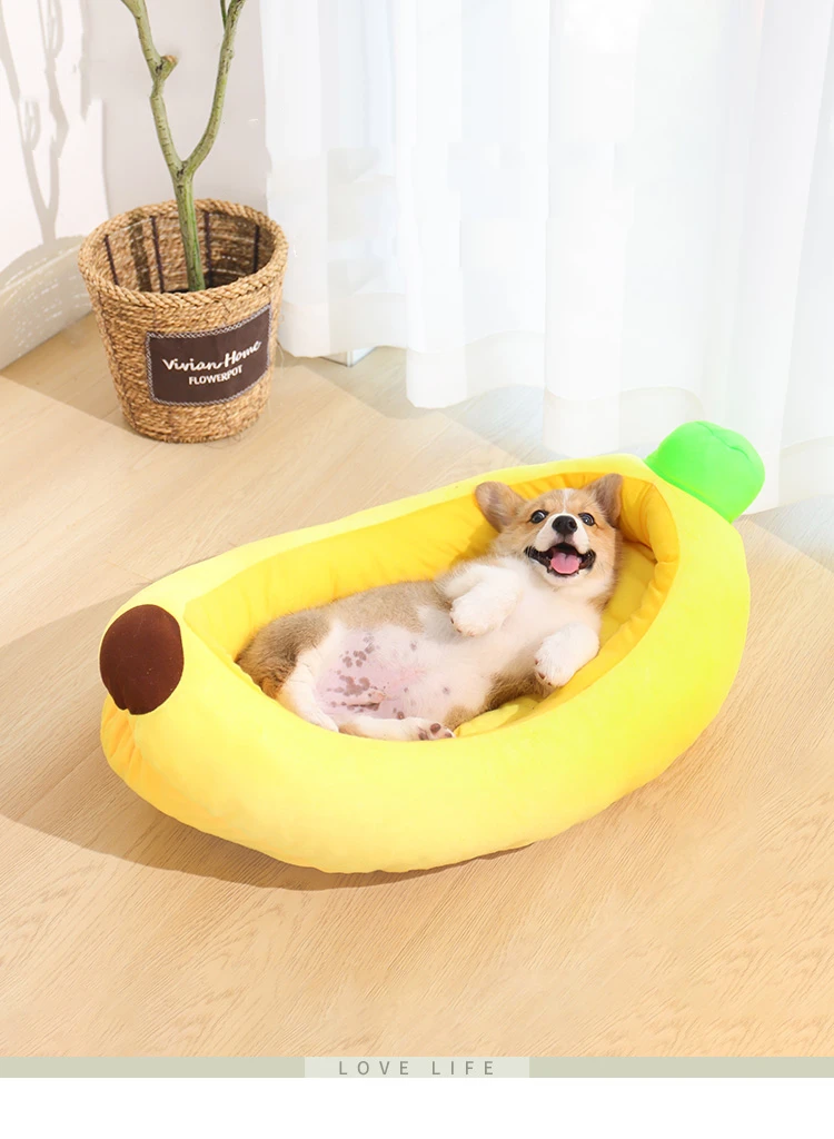 

Banana Cat Bed House Cute Cozy Cat Mat Beds Warm Durable Portable Pet Basket Kennel