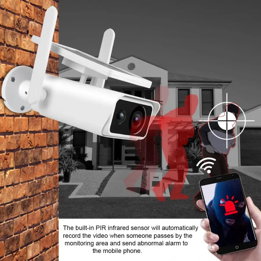 1080P HD WiFi цилиндрическая камера солнечная панель открытый водонепроницаемый PIR