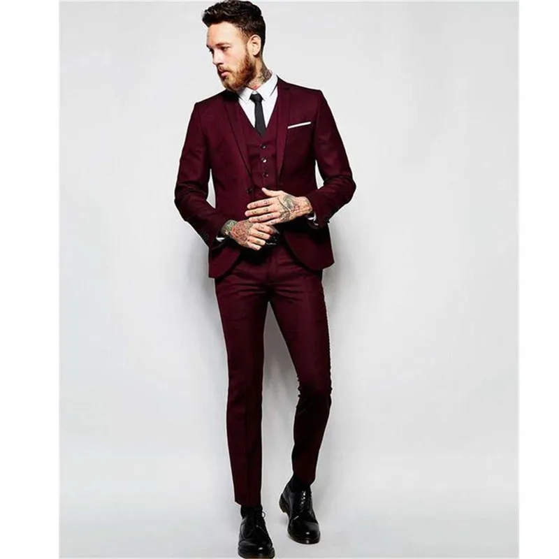 Новое поступление свадебные смокинги бордового цвета - Цена: 