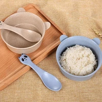 childrens panda tableware wheat straw bowl spoon set anti scald anti drop tableware gift children feeding tableware