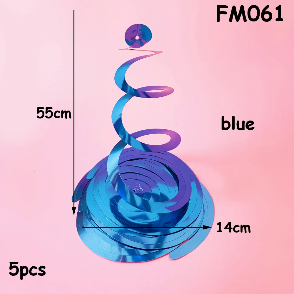 FM061 blue 5 шт. рождественские праздники спиральные Фольга украшения вечерние гирлянда к дню рождения завитки из фольги баннеры гирлянда 40-й день рождения украшения - Цвет: FM061 blue