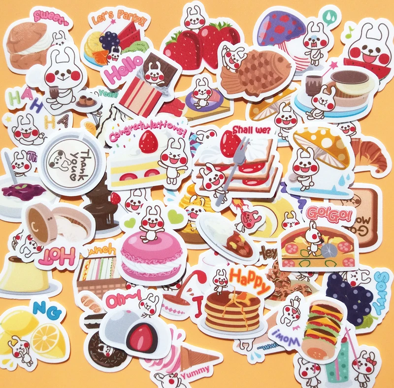 Для выведения токсинов 40 шт Кролик наклейки с десертом ремесла и Скрапбукинг