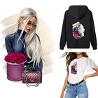 Модные наклейки на одежду для девушек, термонаклейки в европейском стиле для футболок, Аппликации сделай сам, моющиеся наклейки