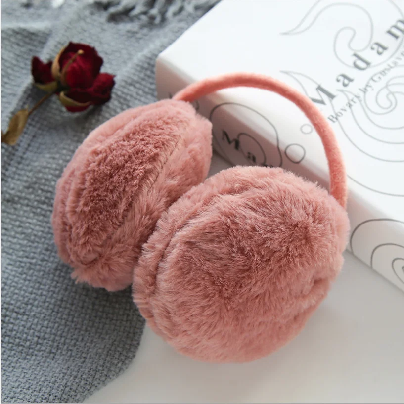 

New fur solid color ladies ear warmer muffs autumn and winter warm and comfortable unisex skiing Fur cute
