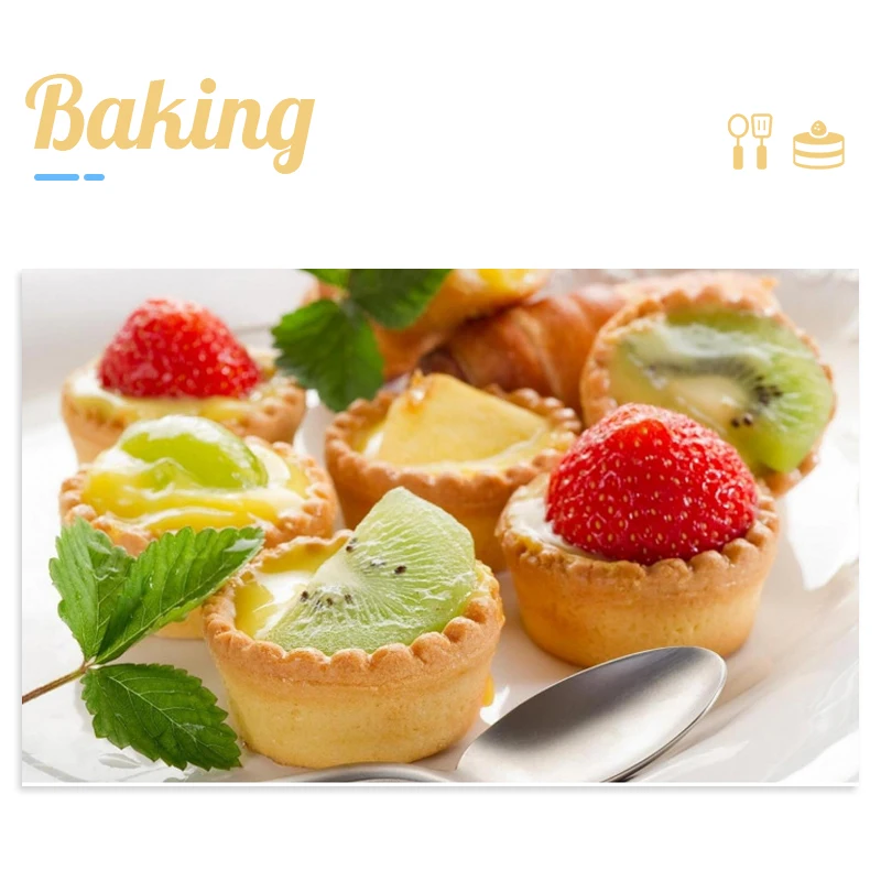 

SKTN 10pcs Nonstick Ripple Aluminum Alloy Egg Tart Mold Flower Shape Reusable Cupcake and Muffin Baking Cup Cake Tools