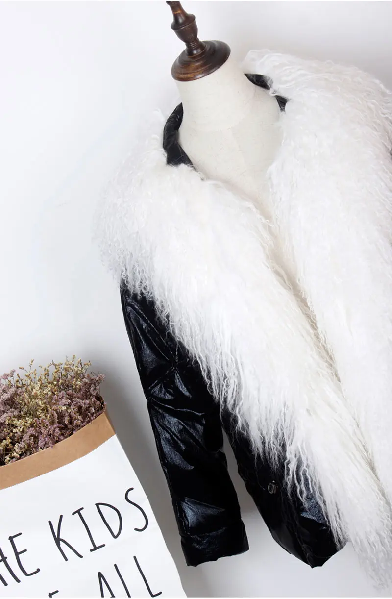 Зимнее плотное белое пуховое пальто с тибетским овечьим меховым воротником, Женская водонепроницаемая и ветрозащитная Повседневная куртка с пуговицами