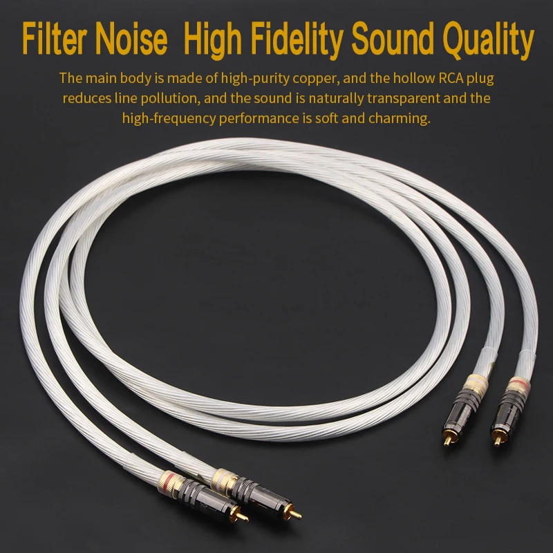 

Pair Hifi Audio 5N OCC RCA Cable Silver Plated RCA Cables for Audiophile CD Player Amplifier DAC