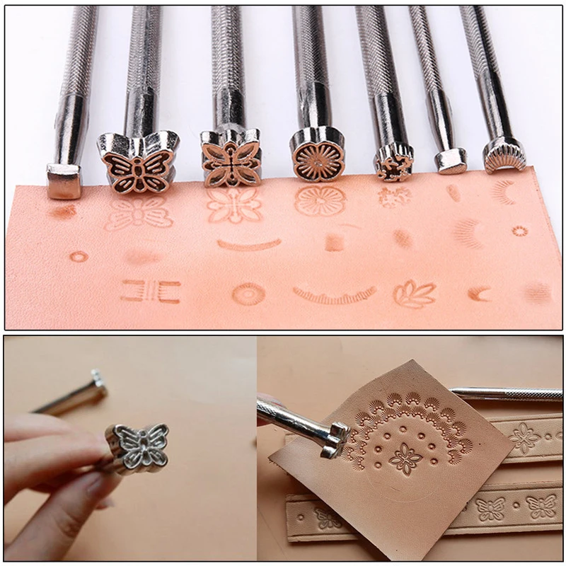 

20PCs Leather Printing Tool Alloy Carving Sculpture Printed DIY Leather Working Saddle Hand Making Craft Punch Stamp