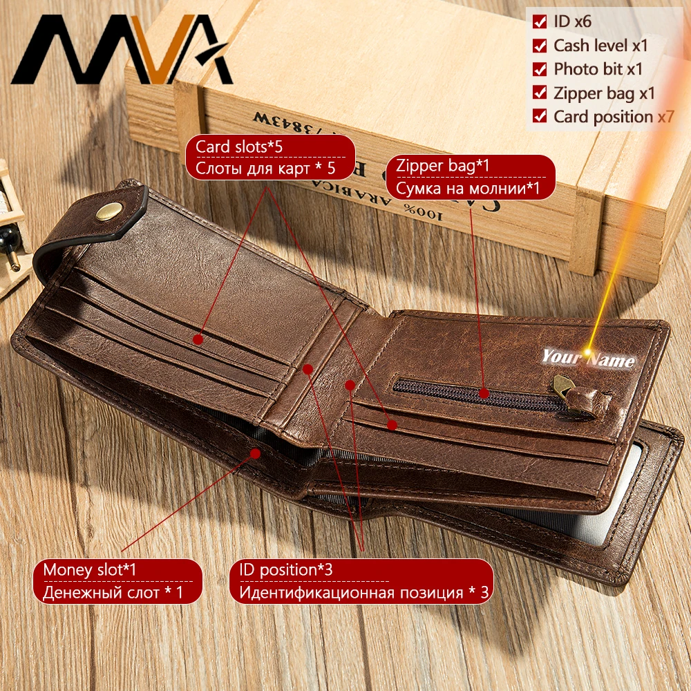 MVA кошелек мужской кожаный тонкий из натуральной кожи мужские кошельки с картами
