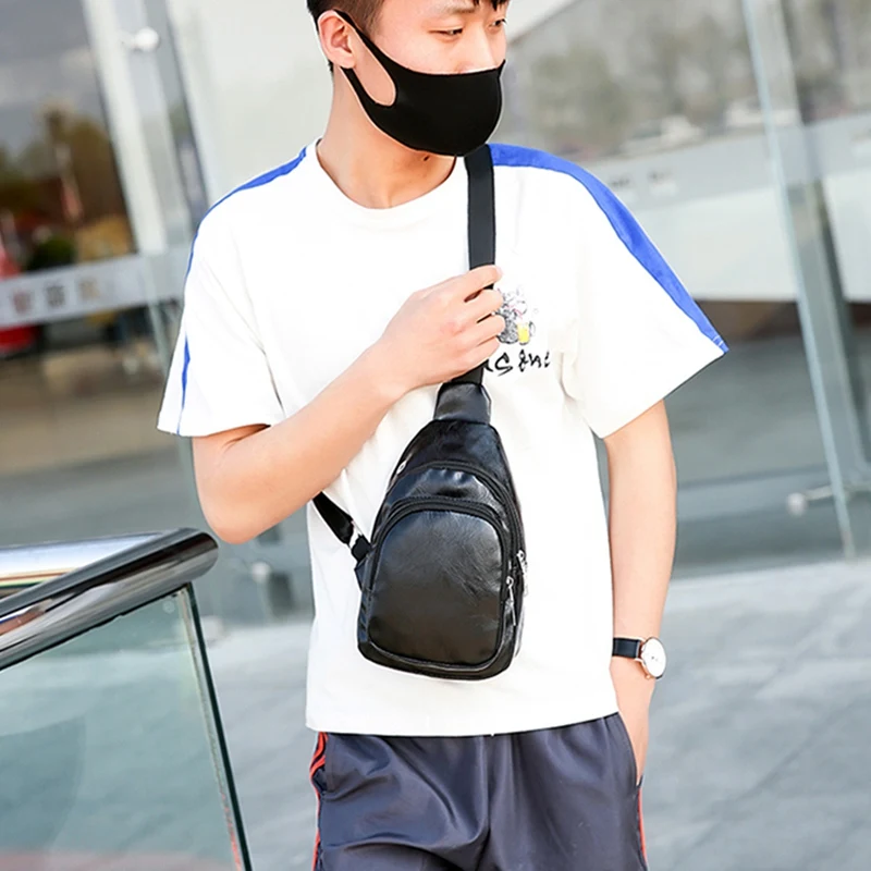 Мужская нагрудная сумка мужская кожаная Usb рюкзак с отверстием для наушников