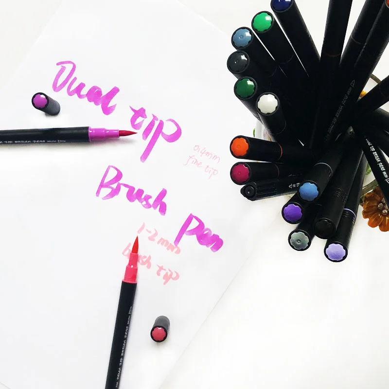 

100 Colors Dual Tip Brush Pens Felt Tip Pen Art Marker Fine Liner Brush Drawing Art Painting Watercolor Pen for Coloring Manga