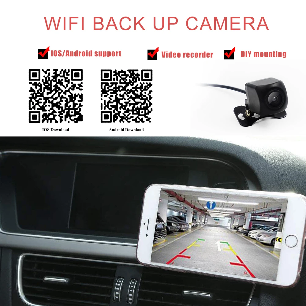 Carsanbo Wifi водонепроницаемая 720P HD ночное видение автомобильная резервная камера