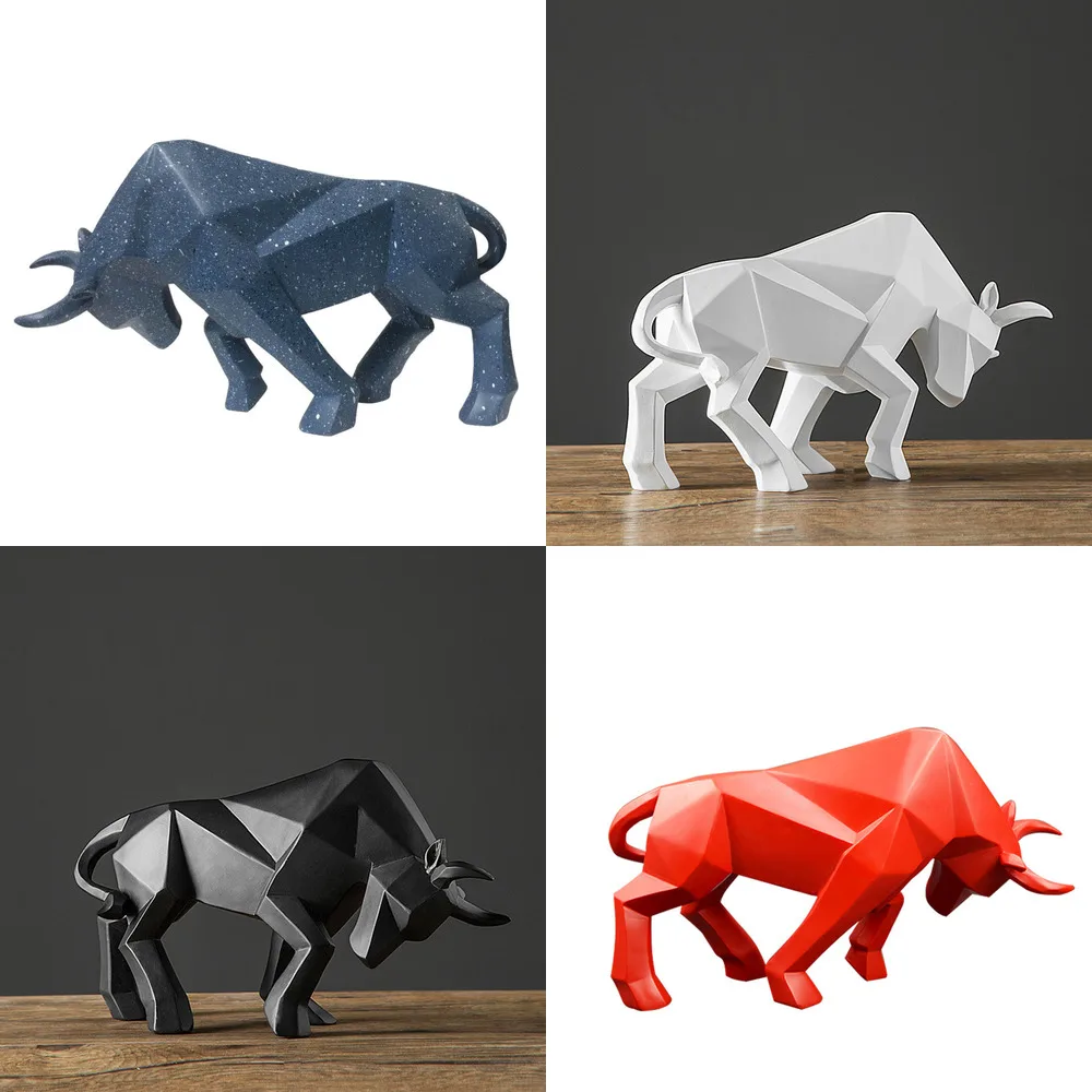 

35cm Bull Statue Bullfight Sculpture Ox Resin Nordic Decoration Home Decor Tabletop Statues Bison Figurine Animal Cabinet