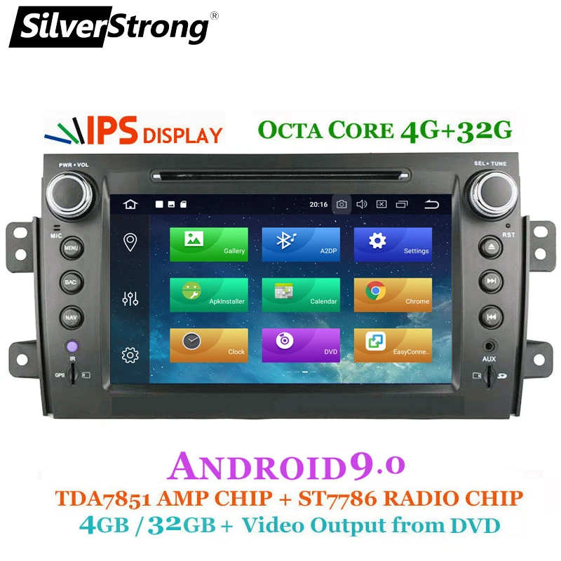 SilverStrong 2Din Android9.0 автомобильный DVD для SUZUKI SX4 Mp3 аудио DVD для FIAT Sedici навигация gps SX4 для Suzuki стерео DSP