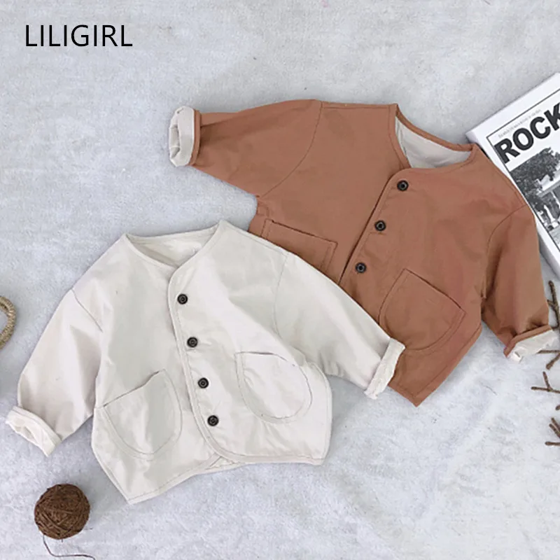 LILIGIRL/хлопковые куртки для маленьких девочек и мальчиков осенне-зимнее детское