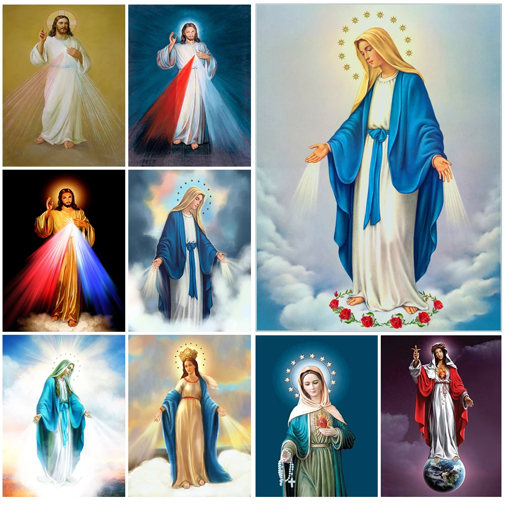 

Jesus Missionary Gospel Virgin Mary Nordic Poster Christian Wall Art Canvas Painting Wall Pictures For Living Room Unframed