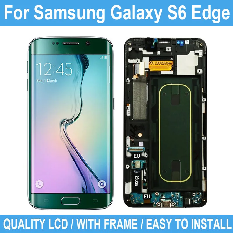 OLED Дисплей с сенсорным экраном и рамкой для Samsung Galaxy S6 Edge G925F G925FQ G925I G925A G9250 Запчасти для замены.