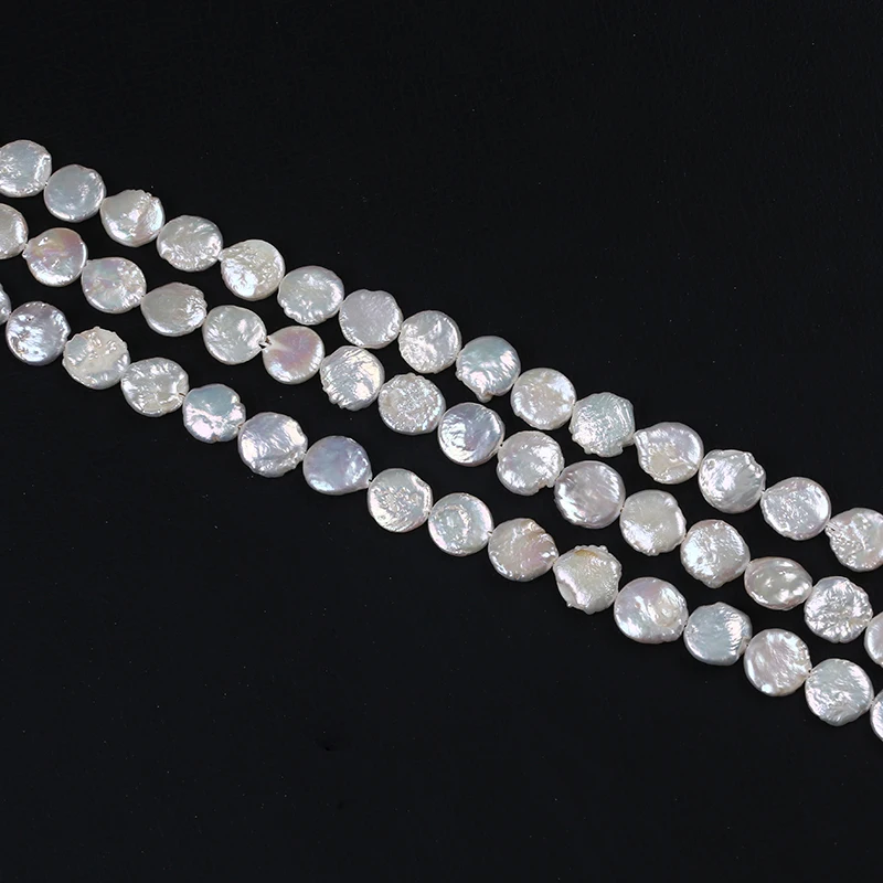 Недорогие натуральные белые бусины из ниток груши в форме монеты 11-12 мм Лидер