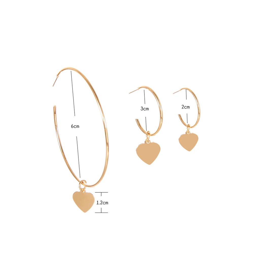 3 шт./компл. модные женские серьги-кольца в форме сердца вечерние ювелирные