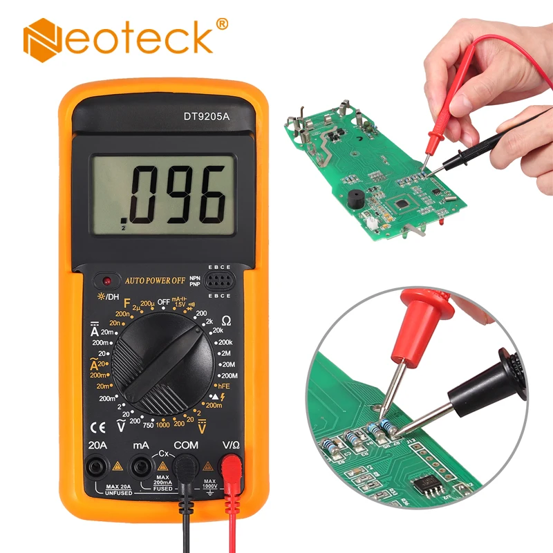 Neoteck Цифровой мультиметр ЖК-дисплей AC/DC Амперметр Напряжение Сопротивление Емкость тестер пожарный провод идентификация мультиметр тестер