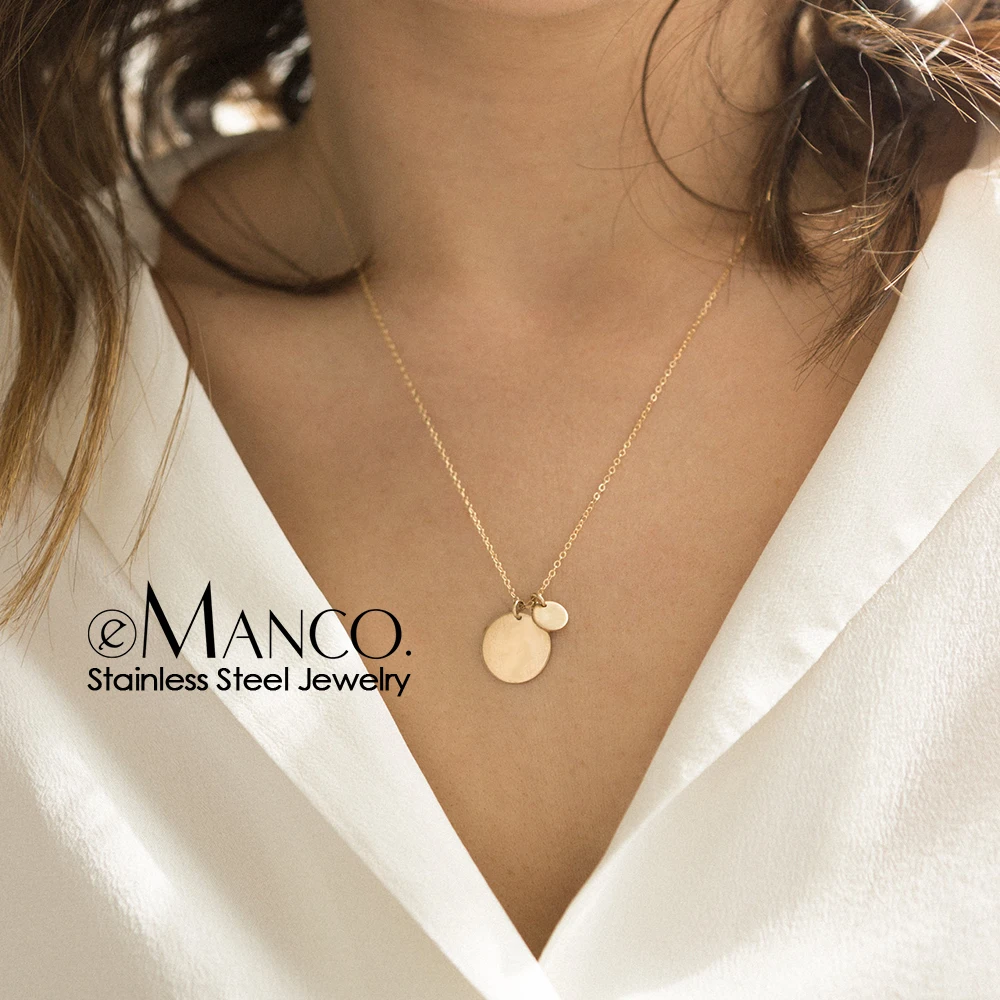 EManco оригинальное ожерелье с подвеской из нержавеющей стали для женщин круглая
