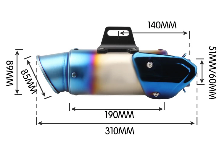 Универсальный выхлопной глушитель для мотоцикла диаметром 51 мм/60 мм глушителя