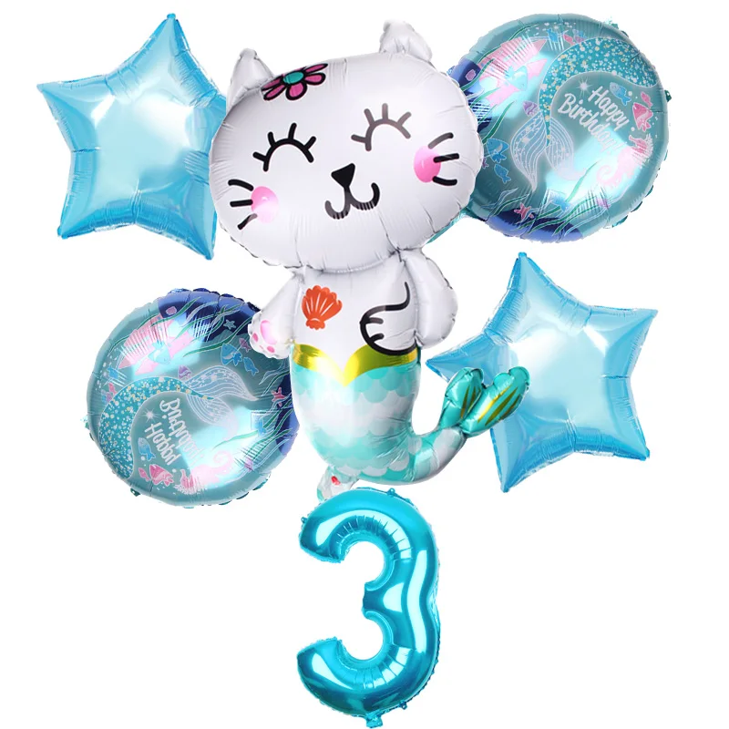 Воздушные шары из фольги в виде мультяшного кота русалки принцессы|Воздушные и
