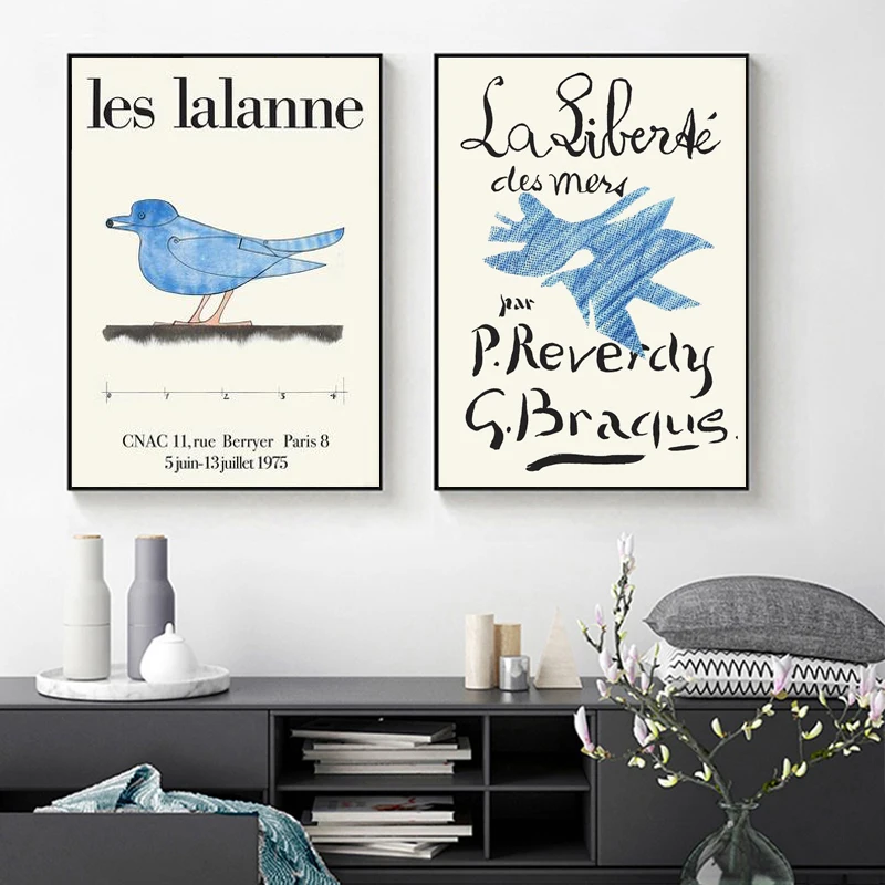 

Blue Bird Painting by Les Lalanne on Canvas Painting La liberte Vintage Exhibition Posters and Prints Gallery Wall Art Pictures