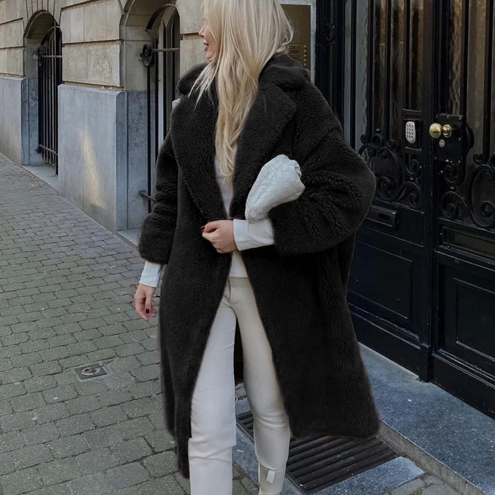 

Женское длинное кашемировое пальто Donsignet, уличная шуба из искусственного меха на осень и зиму