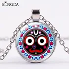 Индуистский Бог джаганнат индийское ожерелье ювелирные изделия цветок Лотос фото Круглый купол стеклянный цепи ожерелье для женщин подарок