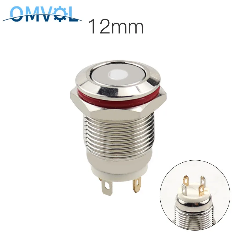 1 шт. 12 мм Мгновенный металлический переключатель водонепроницаемый кнопочный с