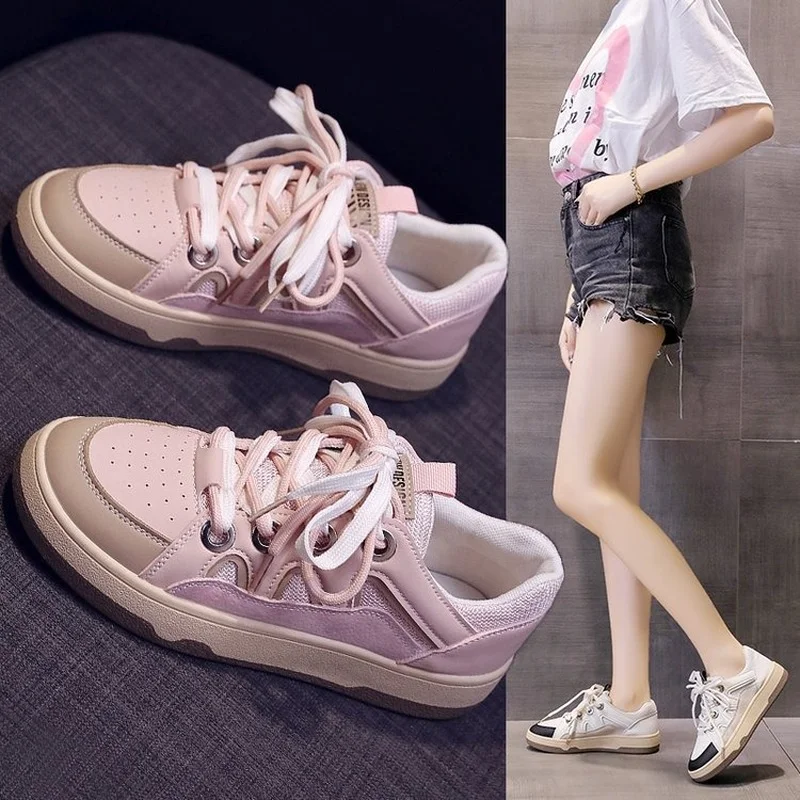 

Luxury 2021 New Shoes for Women Retro Fashion Sneakers Lace-up Low (1cm-3cm) Zapatos De Mujer Chunky Sneakers Women High Quality