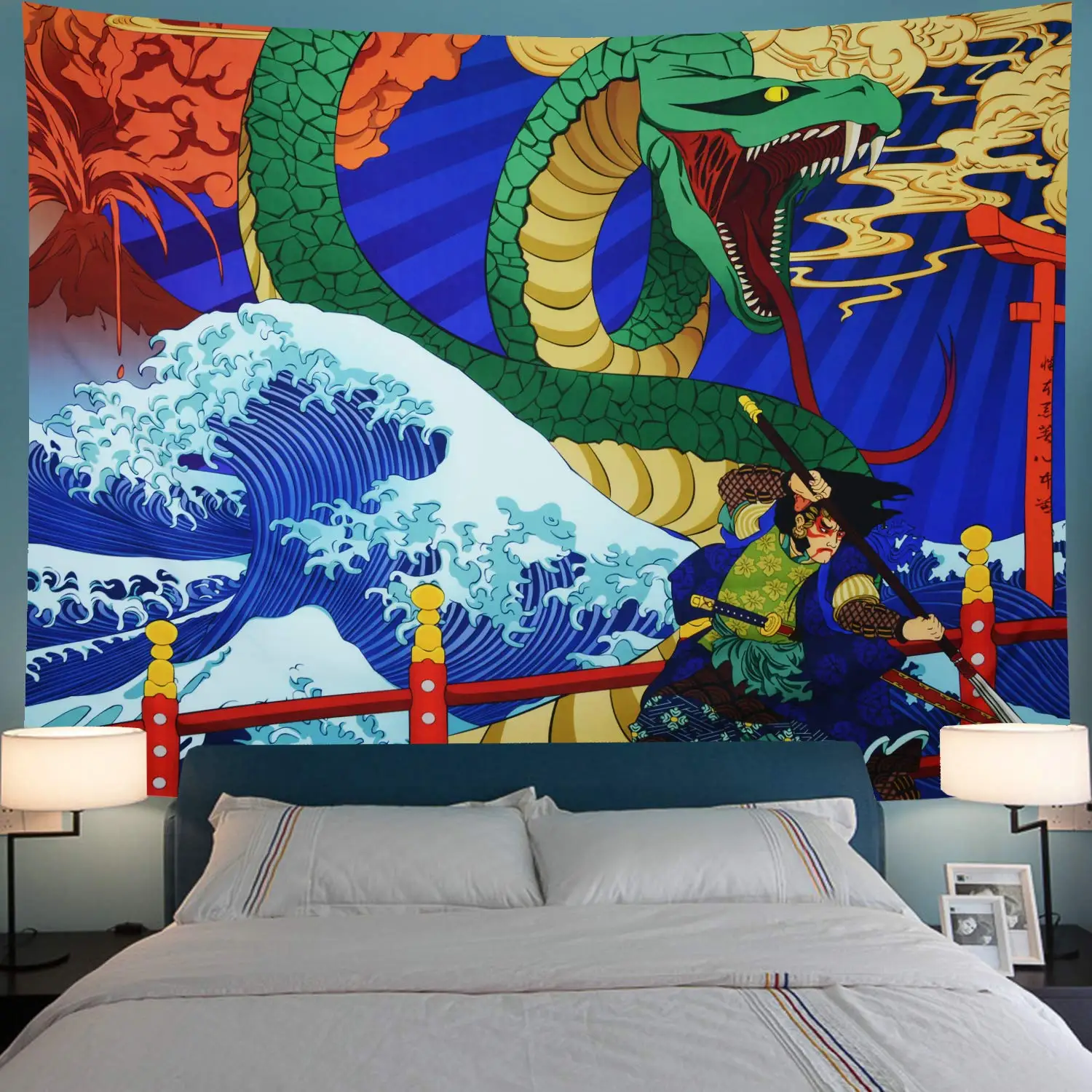 Художественный гобелен Ukiyo-e японская легендарная змея большая океанская волна