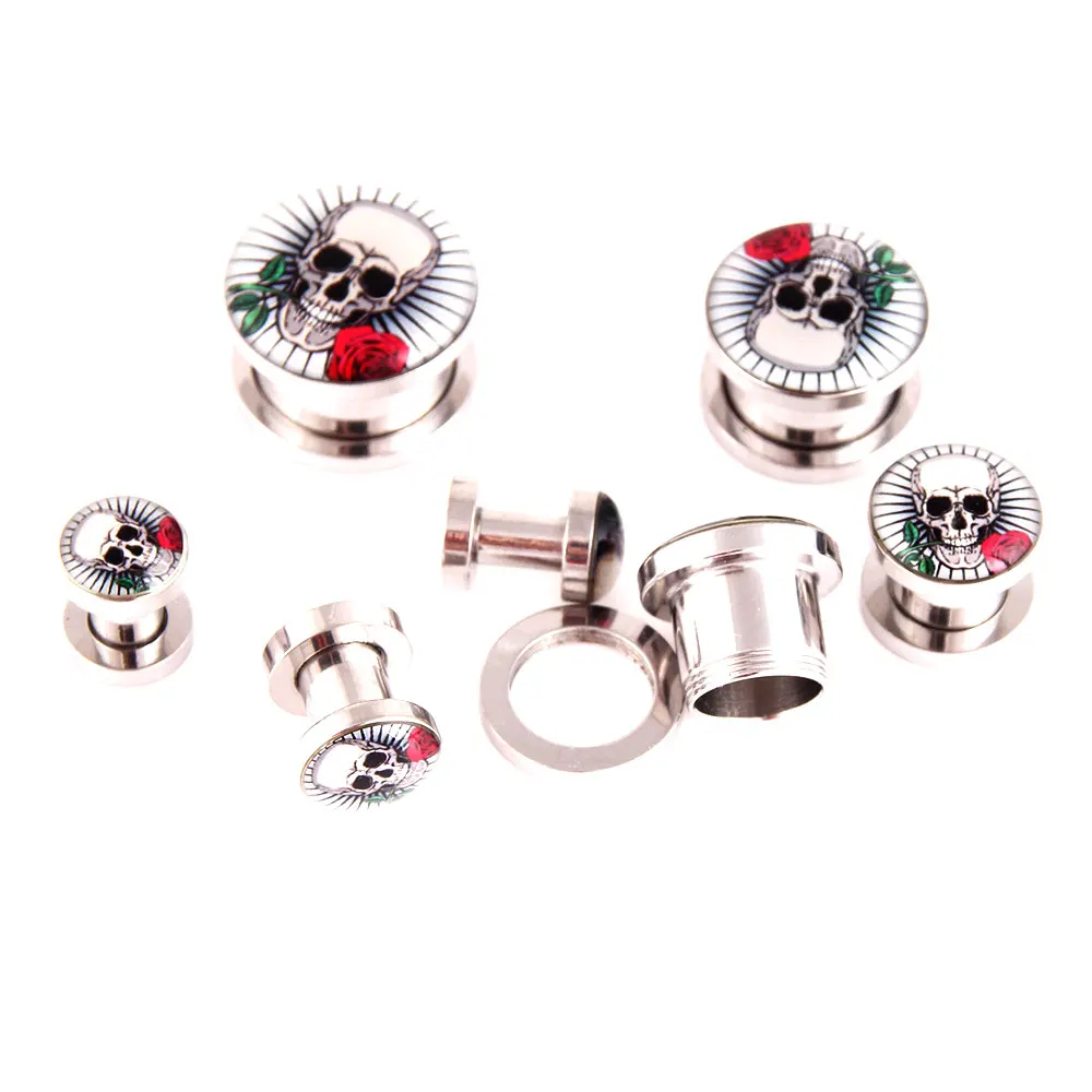 L. Зеркало 2 шт./лот затычки для ушей туннели пирсинга черепа экспандер