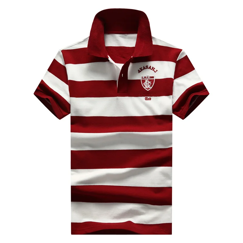 Рубашка-поло мужская в полоску Хлопковая сорочка-поло трендовая брендовая