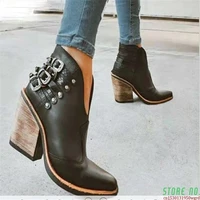 boho heel boot ethnic women fringe buckle faux suede leather ankle boots 2020 woman girl flat shoes chelsea booties