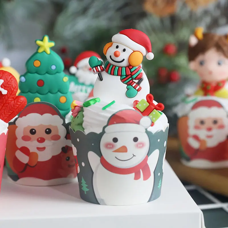 50Pcs Christmas Cupcake Paper Cups Home Christmas Cake Decorations Muffin Cupcake Liners Merry Christmas Cake Mold Baking Cup