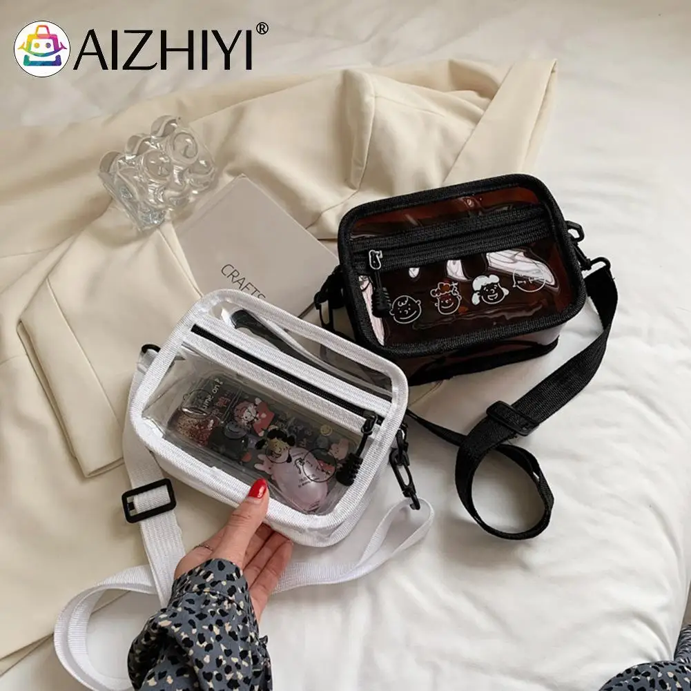 

Fashion Women Cute Transparent Cartoon Printing Shoulder Messenger Crossbody Bag Ladies Summer Mini Purse Handbags