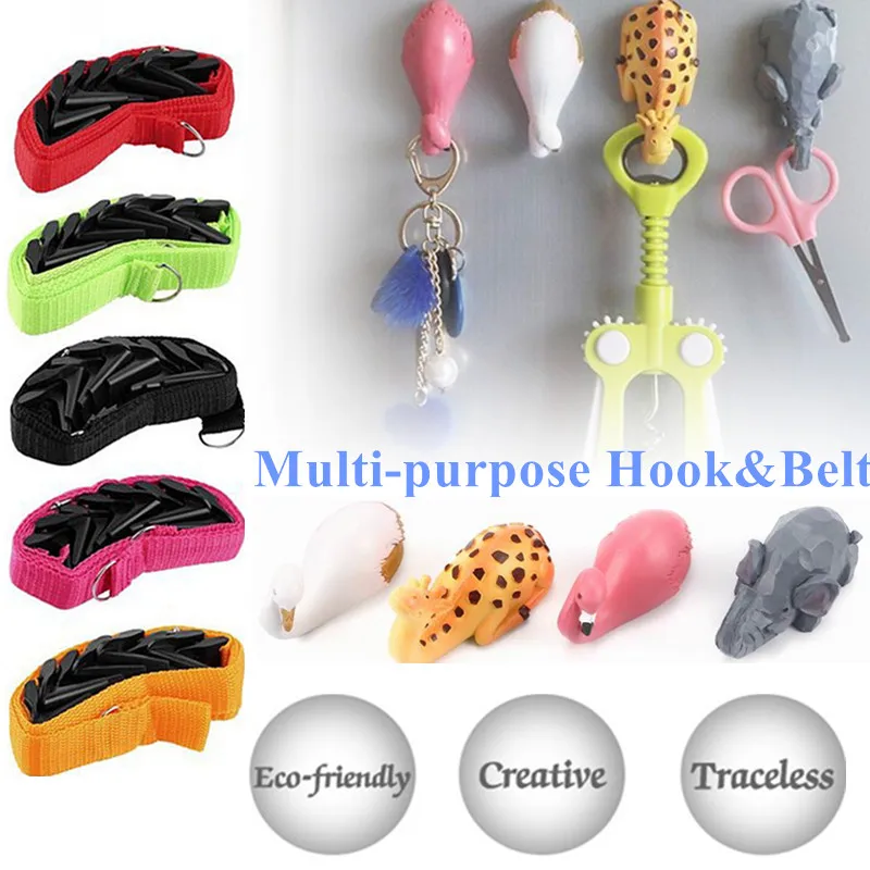 

8 Style Towel Hook And Belt Plastic Door Hanger Self Adhesive Wall Hanger Hat Racks Key Wall Organizer Home Decor Key Holder