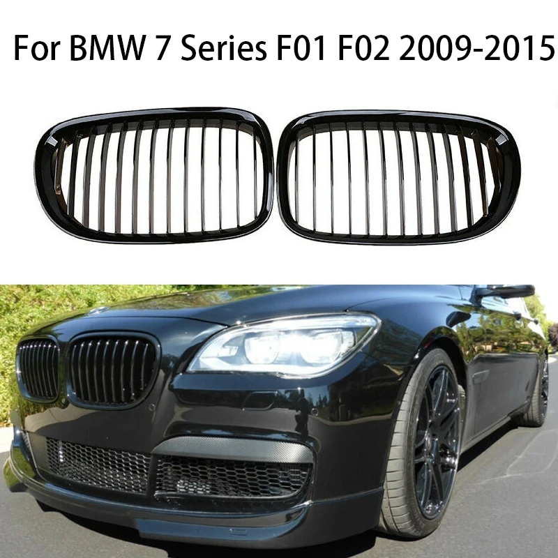 

Gloss Black Singal Slat Grills Front Bumper Kidney Hood Grille Radiator Grill For BMW F01 F02 F03 F04 7 Series 2009-2015