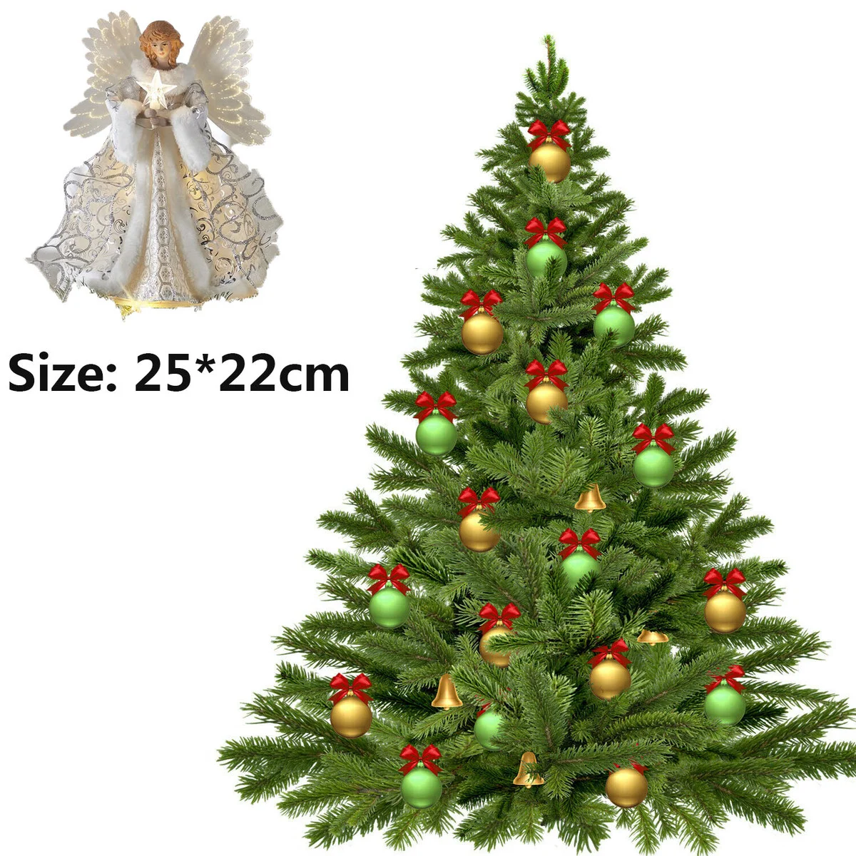 &Aacute;rbol de Navidad de 25x22cm, &Aacute;ngel superior, Material acr&iacute;lico, Fiesta en casa, hadas de &Aacute;ngel Blanco, decoraci&oacute;n superior de &aacute;rbol de Navidad-1