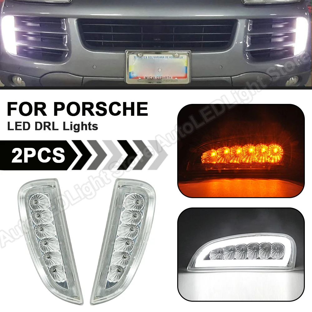 

2Pcs 3-In-1 LED Daytime Running Light+LED Turn Signal light+LED Position Lights For Porsche 957 Cayenne 2006 2007 2008 2009 2010