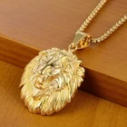 Новинка; Модные Стразы голова льва в короне подвесное ожерелье светящееся ожерелье Mengold-покрытием в стиле панк вечерние кулон ожерелье