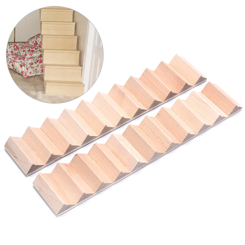 

New 1pc 1:12 Dollhouse Miniature Wood Staircase Stair 11-Steps House Building Dollhouse Accessories