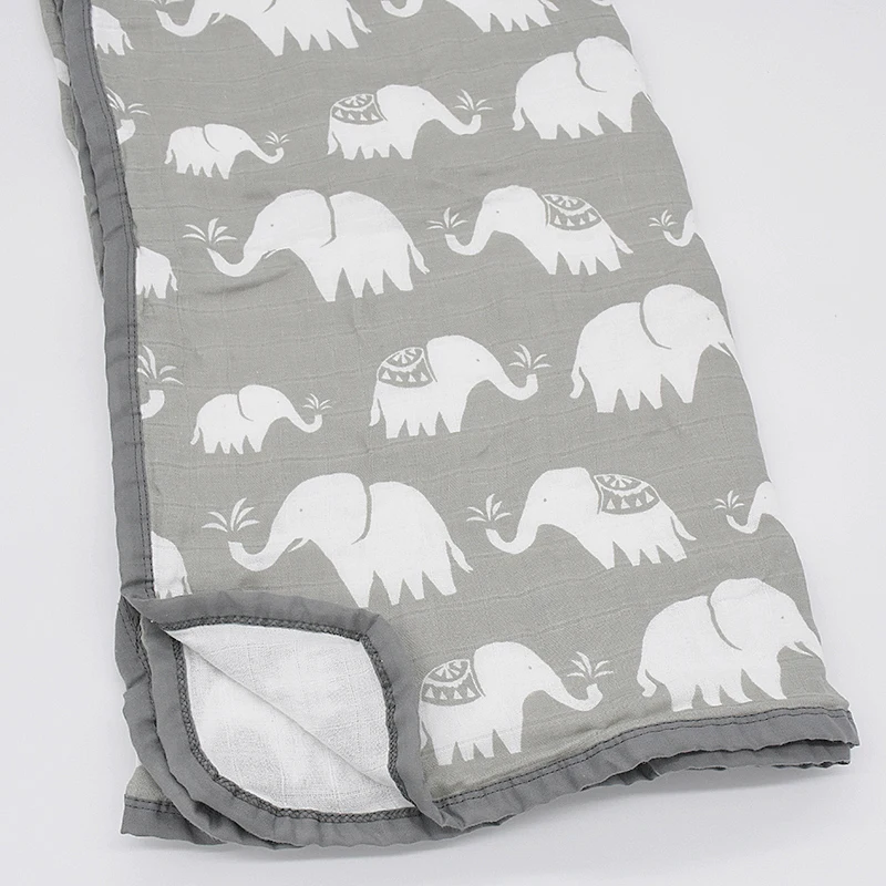Elephant 120x120 см Пеленальное Одеяло для новорожденных, 4 слоя муслинового хлопка, детское одеяло с цветочным принтом, детское одеяло для фотосессии - Цвет: Elephant