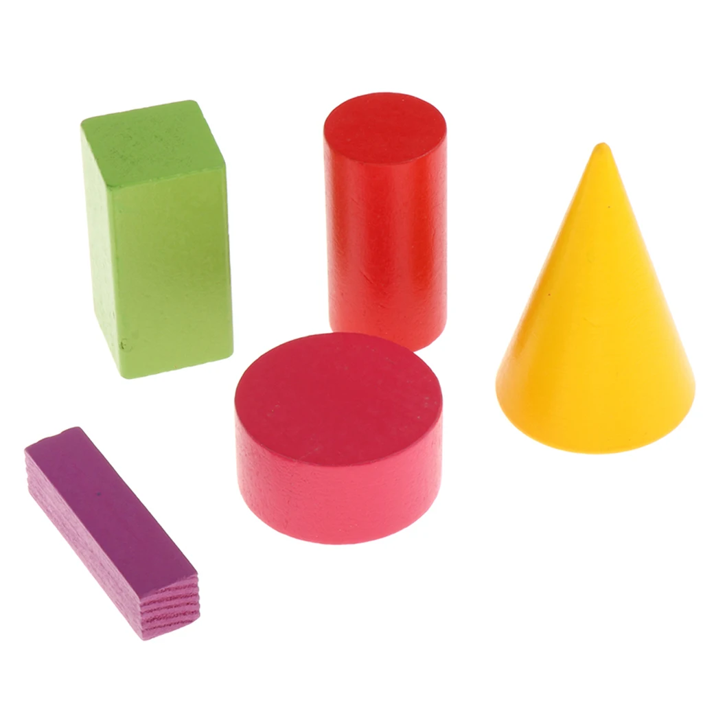 Цветные деревянные геометрические Твердые блоки (набор из 16 штук) для детей