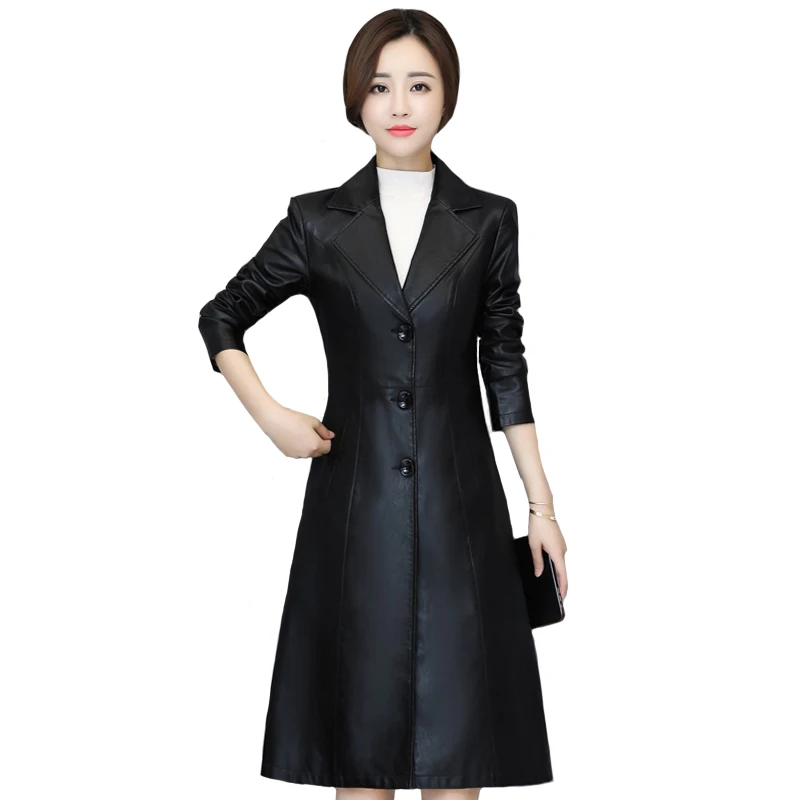 Осенне зимняя женская куртка из искусственной кожи элегантные облегающие